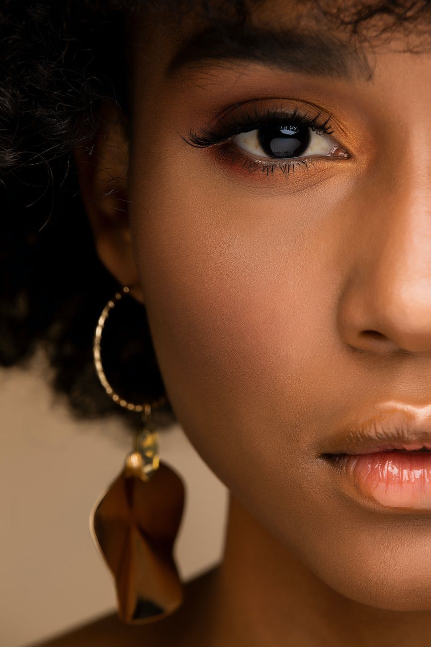 half of face of gorgeous black woman