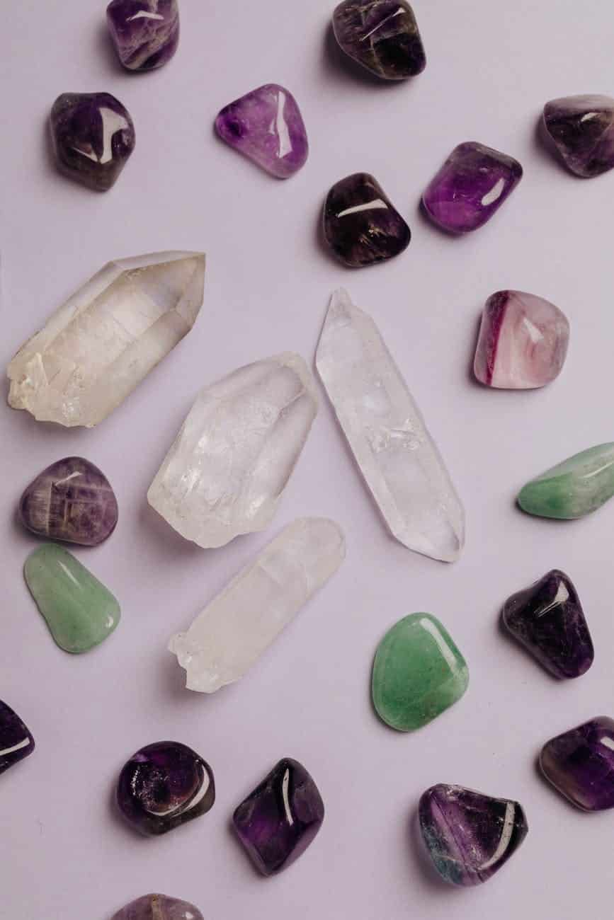 photo of assorted cyrstals including quartz- crystals for luck and success